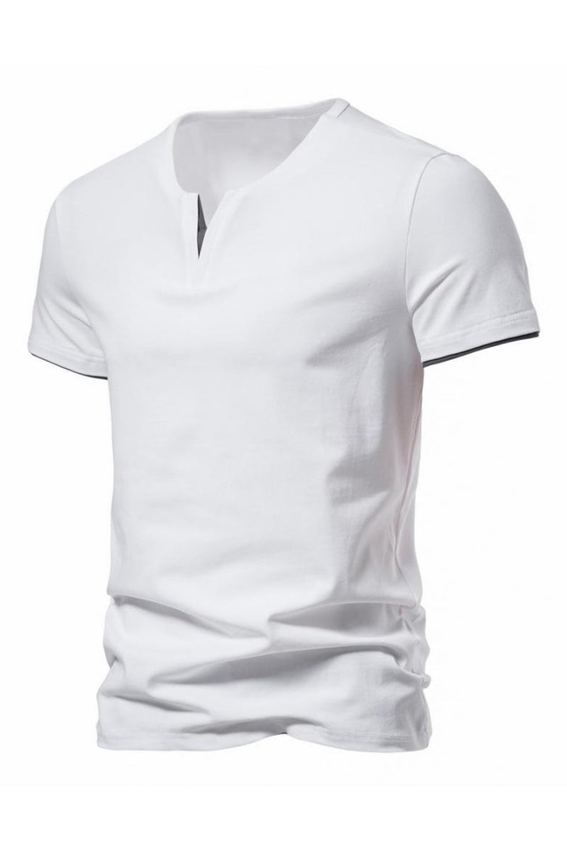 Load image into Gallery viewer, Black V-neck Short Sleeves Summer Men's Tops