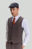 Load image into Gallery viewer, Coffee Pinstripe 3 Piece Men's Prom Suits
