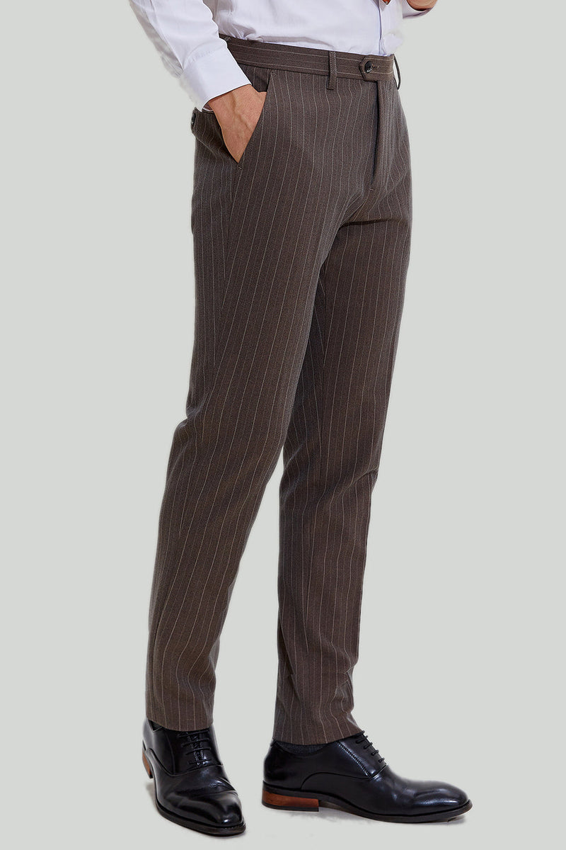 Load image into Gallery viewer, Coffee Pinstripe 3 Piece Men's Prom Suits