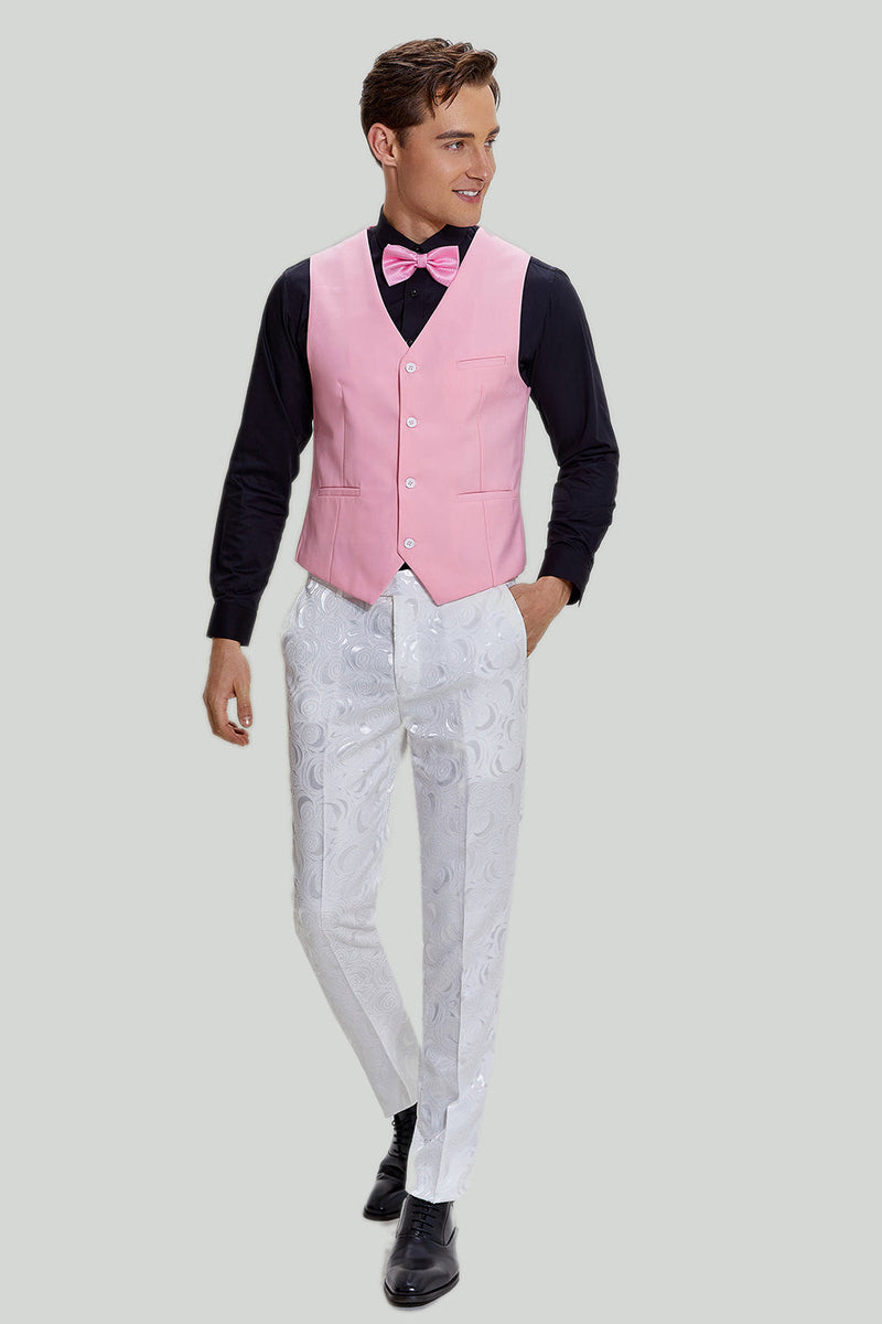 Load image into Gallery viewer, White Jacquard Satin 2 Piece Shawl Lapel Men's Prom Suits