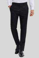 Load image into Gallery viewer, Men's Black 2-piece Jacquard One Button Fit Suit Set