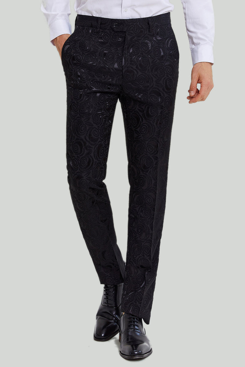 Load image into Gallery viewer, Men's Black 2-piece Jacquard One Button Fit Suit Set