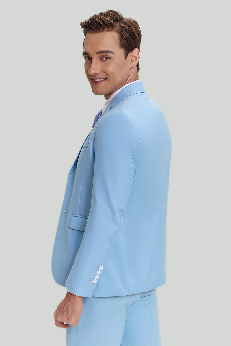 Load image into Gallery viewer, Sky Blue 3 Piece Notched Lapel Men's Modern Fit Suit