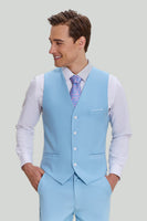 Load image into Gallery viewer, Sky Blue 3 Piece Notched Lapel Men's Modern Fit Suit
