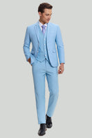 Load image into Gallery viewer, Sky Blue 3 Piece Notched Lapel Men's Modern Fit Suit
