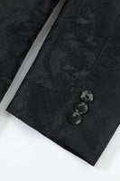 Load image into Gallery viewer, Black Jacquard Satin Notched Lapel Men's Blazer