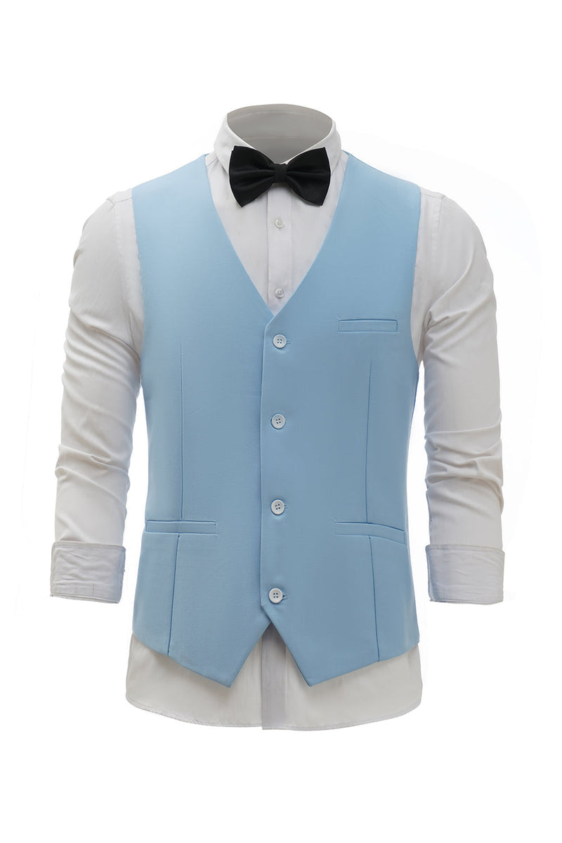 Load image into Gallery viewer, Light Blue Single Breasted Shawl Lapel Men's Suit Vest