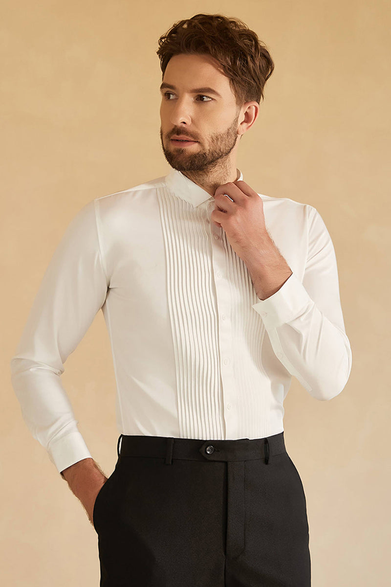 Load image into Gallery viewer, Long Sleeves White Men's Suit Shirt