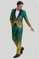Load image into Gallery viewer, Gold Green Men's 2 Piece Notched Lapel Sequins Suits