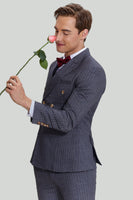 Load image into Gallery viewer, Men's 3 Piece Pinstripe Grey Suit