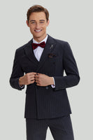 Load image into Gallery viewer, Men's 3 Piece Pinstripe Dark Grey Suit
