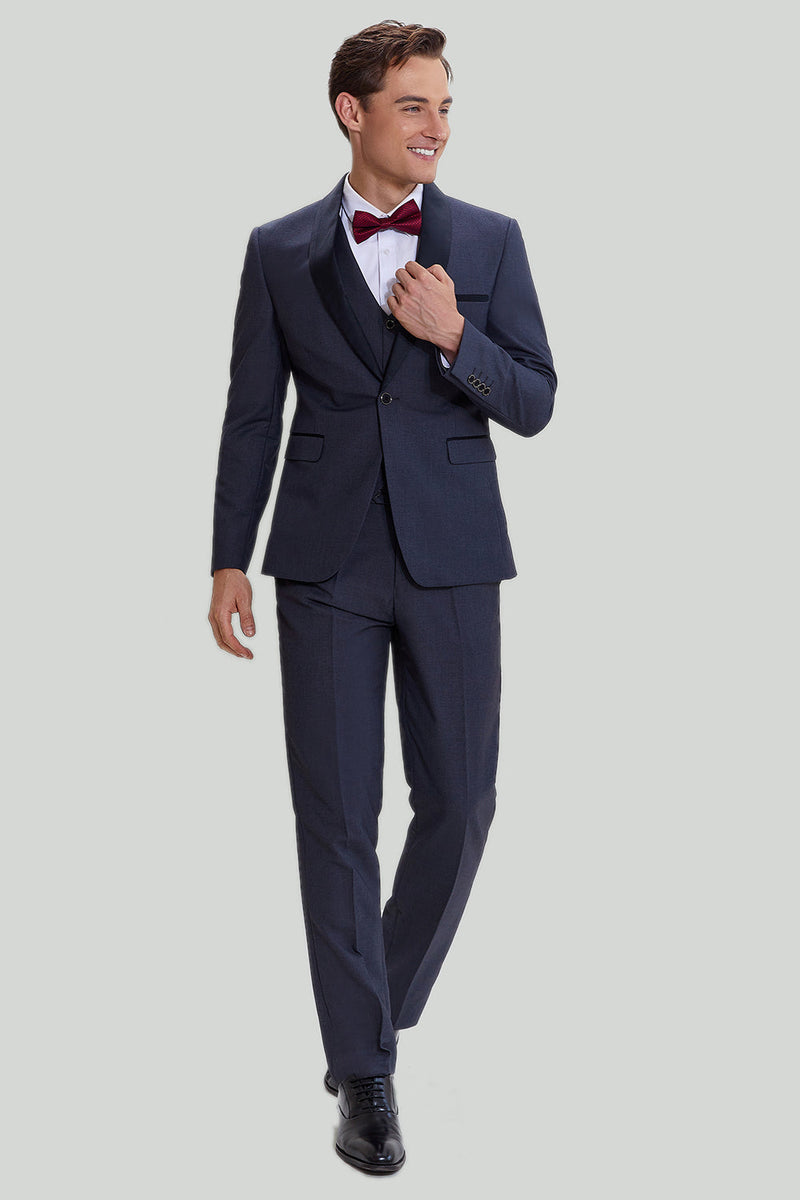 Load image into Gallery viewer, Men's Grey 3 Piece One Button Tuxedo