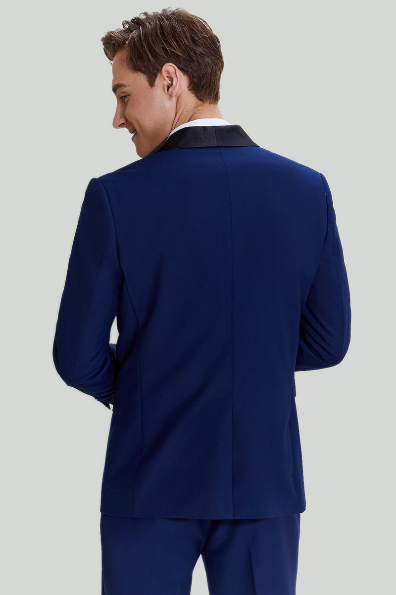 Load image into Gallery viewer, Men's Navy 3-piece One Button Slim Fit Prom Suits