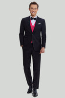 Load image into Gallery viewer, Black Pink 2 Piece Notched Lapel Men's Suits