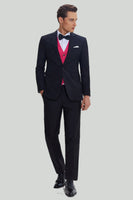 Load image into Gallery viewer, Black Pink 2 Piece Notched Lapel Men's Suits