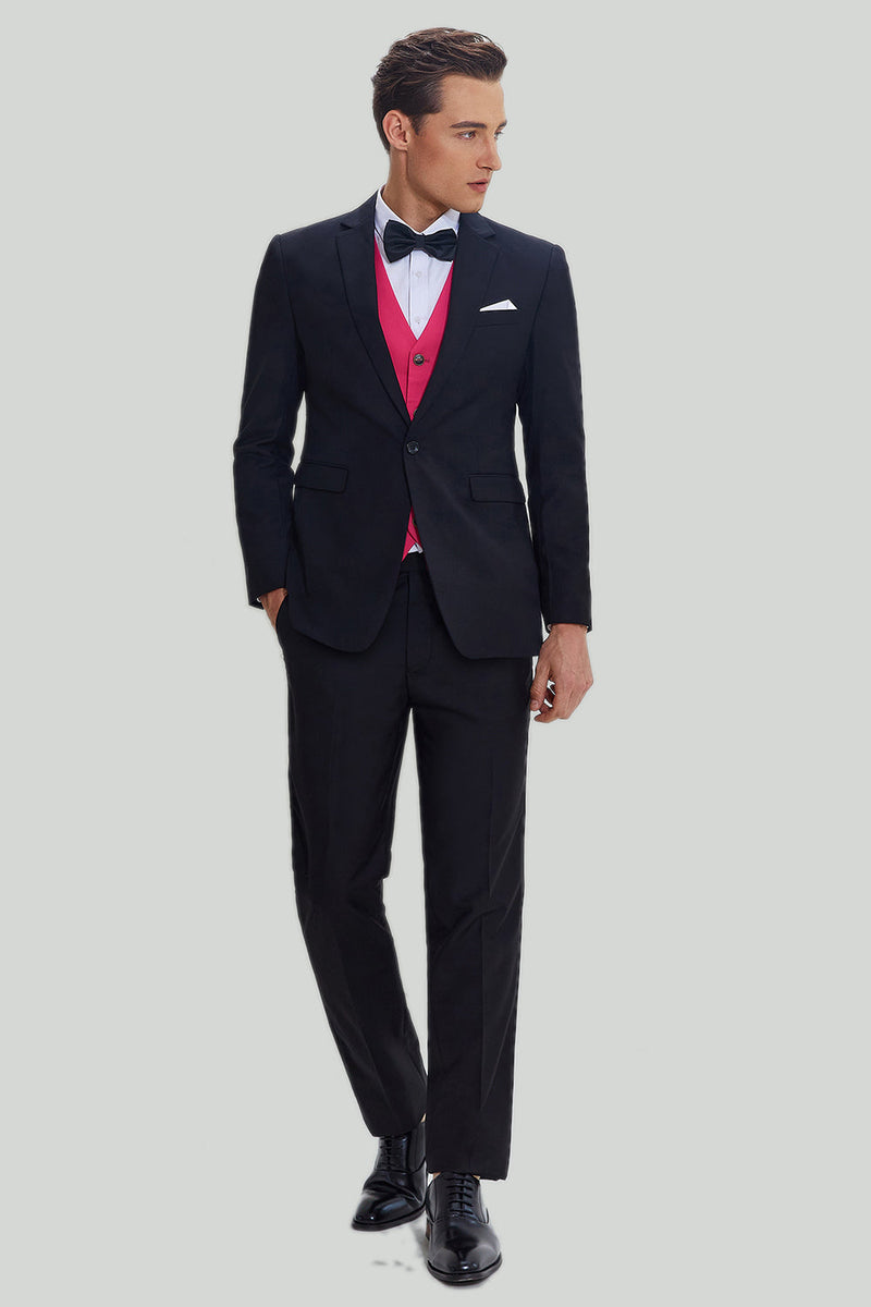 Load image into Gallery viewer, Black Pink 2 Piece Notched Lapel Men's Suits