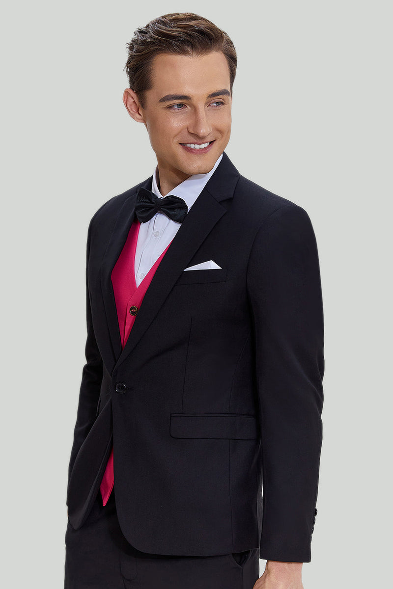 Load image into Gallery viewer, Black Pink 2 Piece Notched Lapel Men's Suits