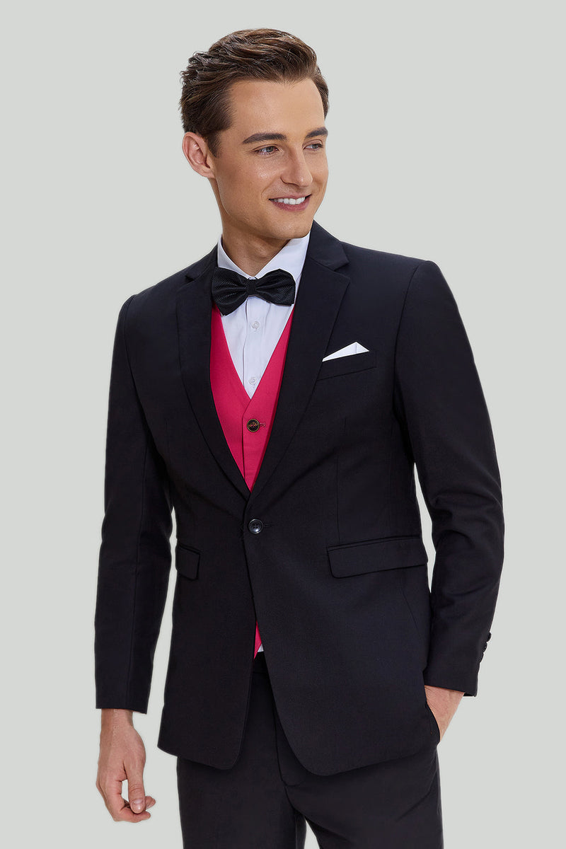 Load image into Gallery viewer, Black Pink 2 Piece Notched Lapel Men's Suits