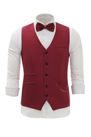 Load image into Gallery viewer, Burgundy Shawl Lapel Single Breasted Men's Suit Vest