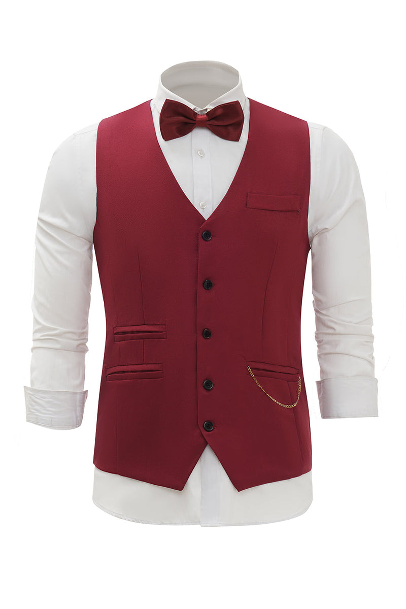 Load image into Gallery viewer, Burgundy Shawl Lapel Single Breasted Men's Suit Vest