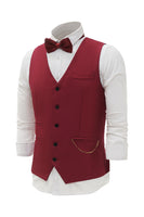 Load image into Gallery viewer, Burgundy Shawl Lapel Single Breasted Men's Suit Vest