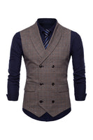 Load image into Gallery viewer, Grey Pinstripe Double Breasted Shawl Lapel Men's Suit Vest