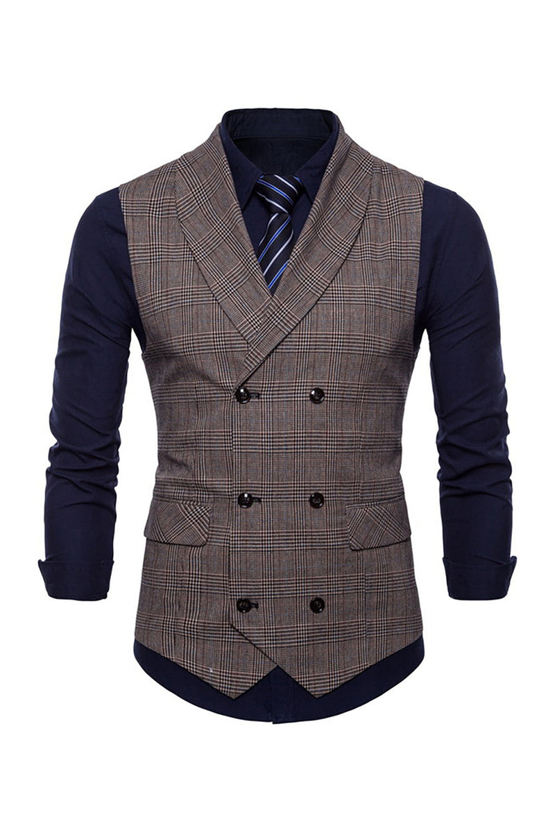 Load image into Gallery viewer, Grey Pinstripe Double Breasted Shawl Lapel Men's Suit Vest