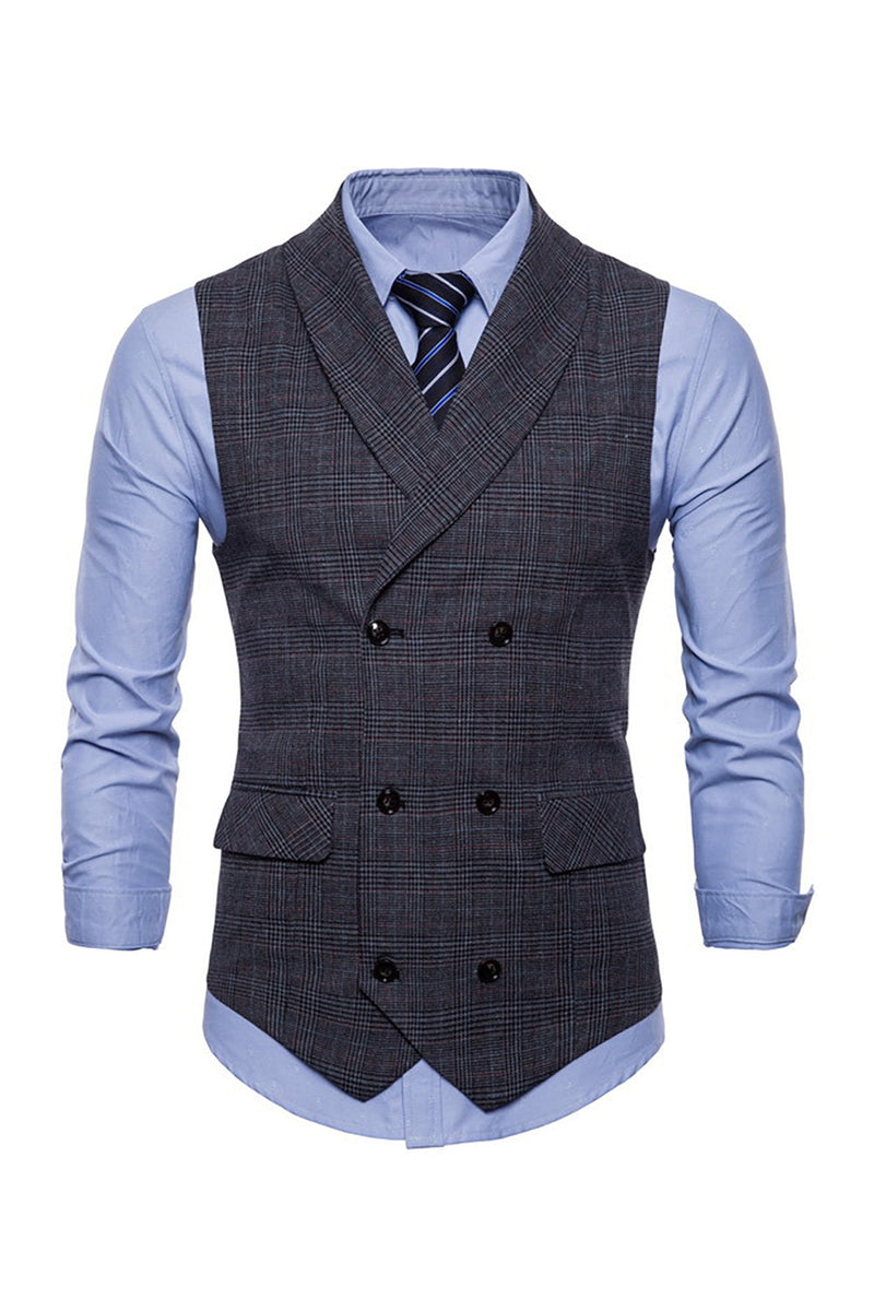 Load image into Gallery viewer, Grey Pinstripe Double Breasted Shawl Lapel Men's Suit Vest