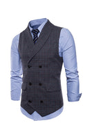 Load image into Gallery viewer, Grey Pinstripe Double Breasted Shawl Lapel Men's Suit Vest