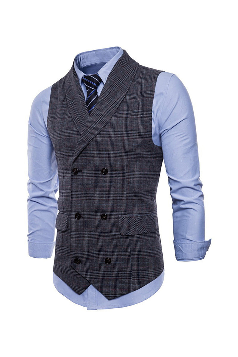 Load image into Gallery viewer, Grey Pinstripe Double Breasted Shawl Lapel Men's Suit Vest