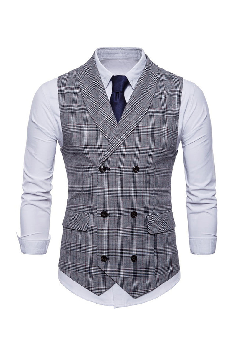 Load image into Gallery viewer, Grey Pinstripe Double Breasted Shawl Lapel Men's Suit Vest