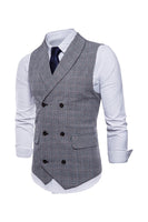 Load image into Gallery viewer, Grey Pinstripe Double Breasted Shawl Lapel Men's Suit Vest
