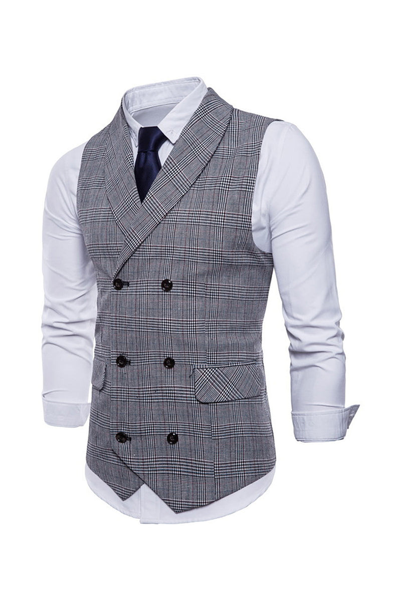 Load image into Gallery viewer, Grey Pinstripe Double Breasted Shawl Lapel Men's Suit Vest