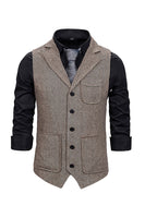 Load image into Gallery viewer, Brown Tweed Single Breasted Notched Lapel Men's Suit Vest