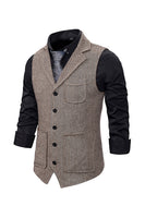 Load image into Gallery viewer, Brown Tweed Single Breasted Notched Lapel Men's Suit Vest