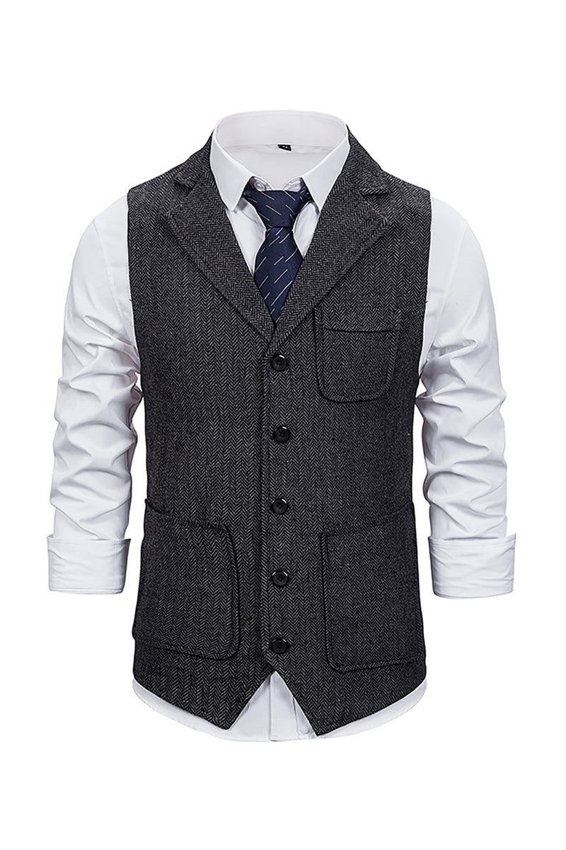 Load image into Gallery viewer, Brown Tweed Single Breasted Notched Lapel Men's Suit Vest
