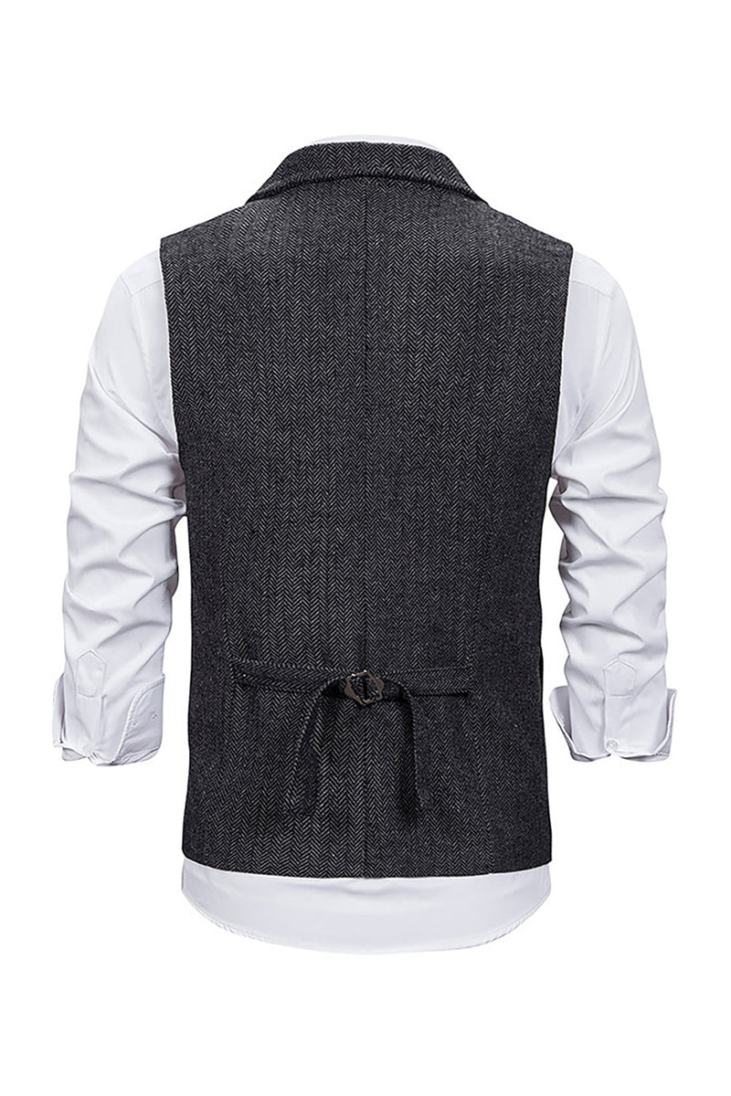 Load image into Gallery viewer, Brown Tweed Single Breasted Notched Lapel Men's Suit Vest