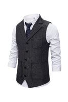 Load image into Gallery viewer, Brown Tweed Single Breasted Notched Lapel Men's Suit Vest