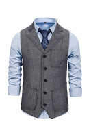 Load image into Gallery viewer, Brown Tweed Single Breasted Notched Lapel Men's Suit Vest