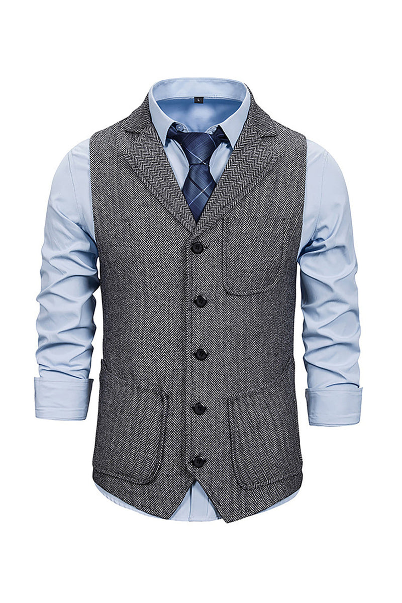 Load image into Gallery viewer, Brown Tweed Single Breasted Notched Lapel Men's Suit Vest