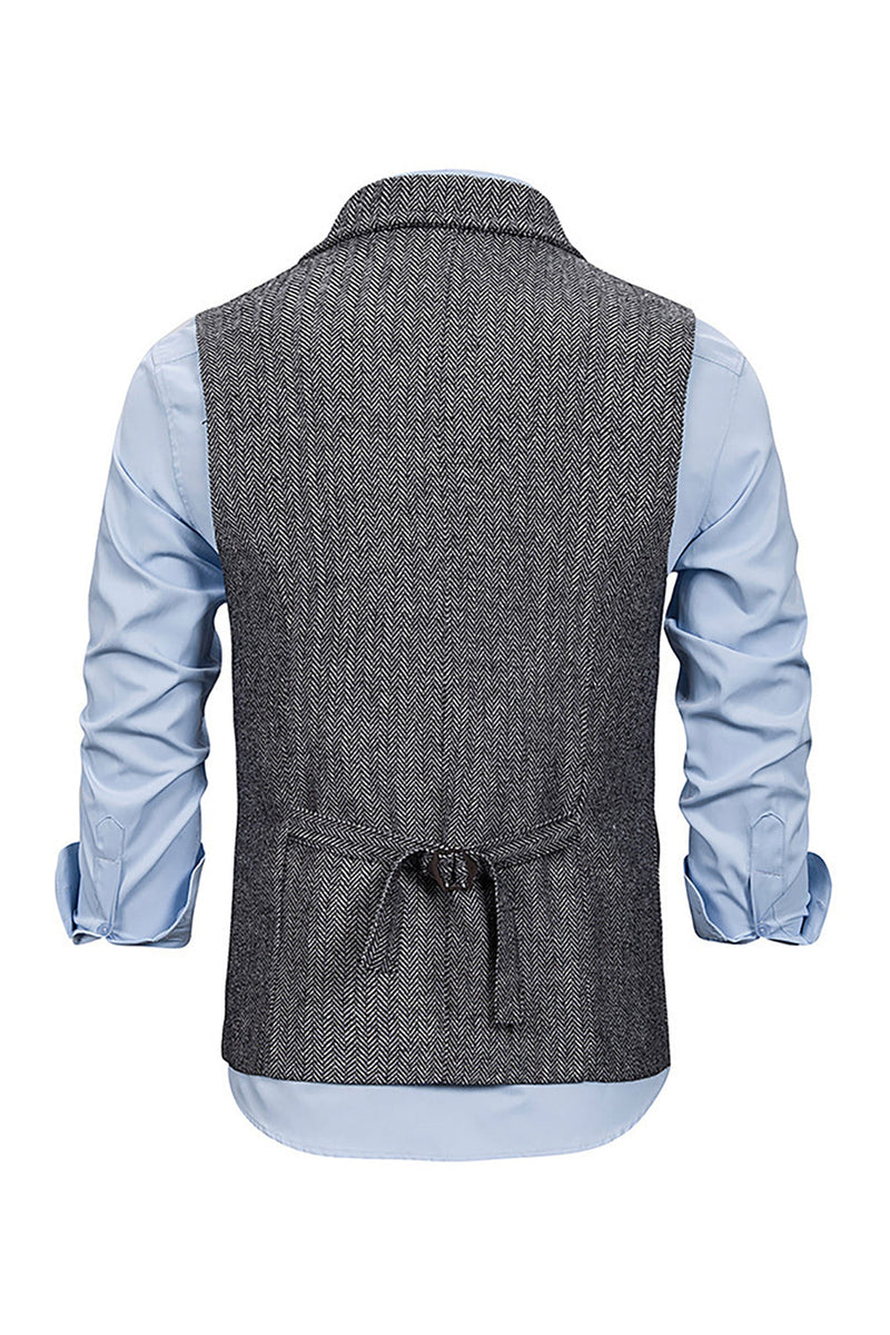 Load image into Gallery viewer, Brown Tweed Single Breasted Notched Lapel Men's Suit Vest