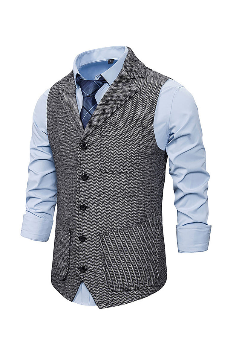 Load image into Gallery viewer, Brown Tweed Single Breasted Notched Lapel Men's Suit Vest