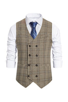 Load image into Gallery viewer, Brown Pinstripe Double Breasted Shawl Lapel Men's Suit Vest