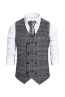 Load image into Gallery viewer, Brown Pinstripe Double Breasted Shawl Lapel Men's Suit Vest