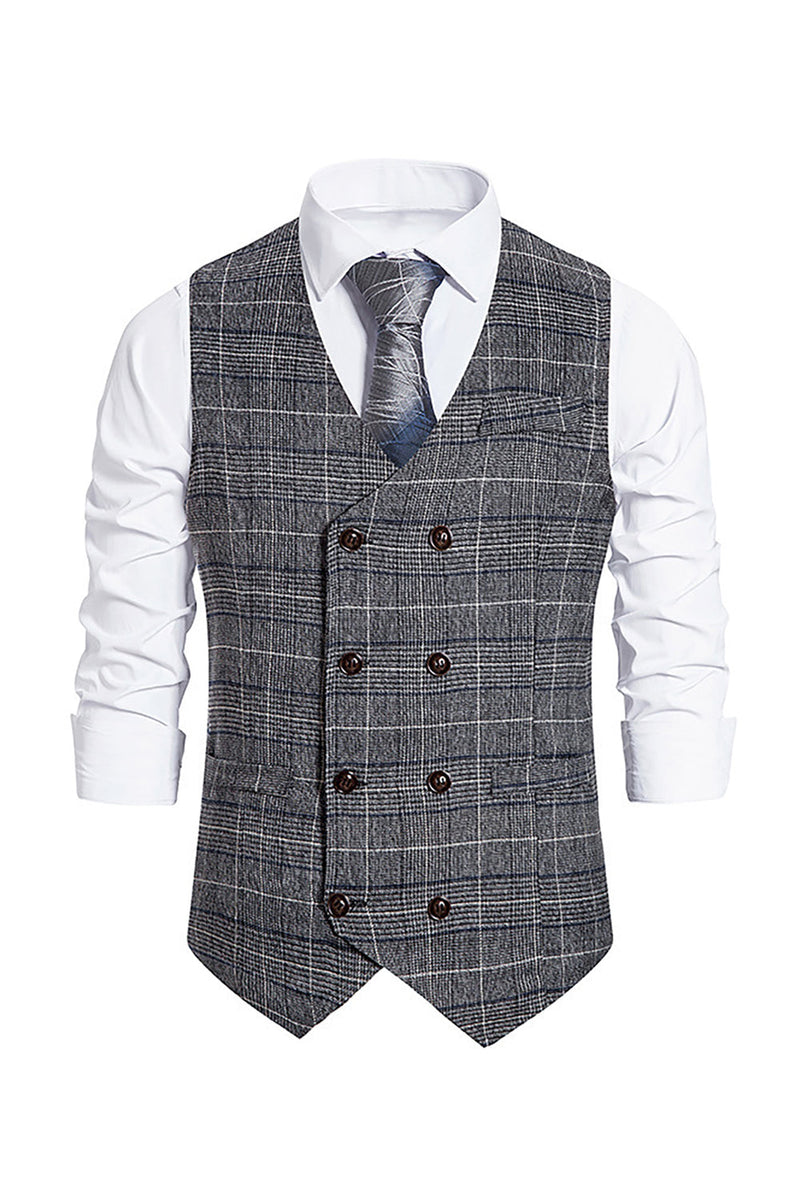 Load image into Gallery viewer, Brown Pinstripe Double Breasted Shawl Lapel Men's Suit Vest