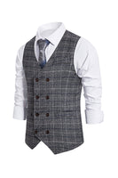 Load image into Gallery viewer, Brown Pinstripe Double Breasted Shawl Lapel Men's Suit Vest