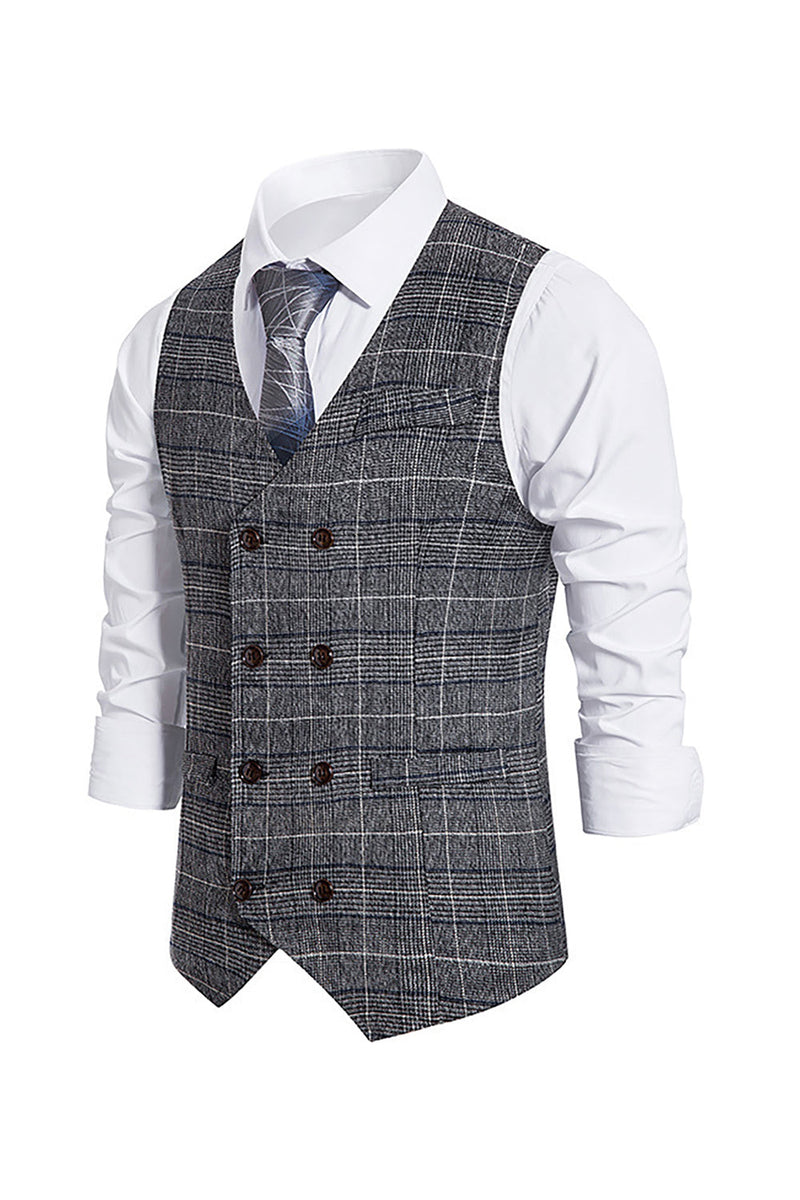 Load image into Gallery viewer, Brown Pinstripe Double Breasted Shawl Lapel Men's Suit Vest