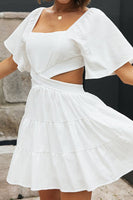 Load image into Gallery viewer, A Line White Graduation Dress with Hollow-out