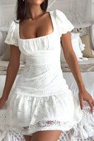 Load image into Gallery viewer, Classy White A-Line Graduation Dress with Lace-up Back