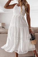 Load image into Gallery viewer, A-Line Midi Summer White Lace Graduation Dress